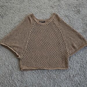 Stylish Tan Knit Poncho